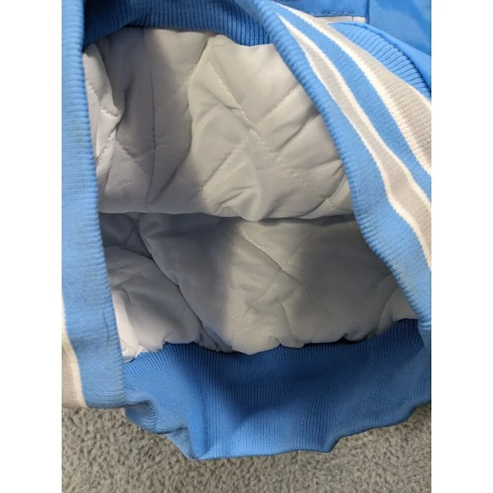 Vintage Butwin Jacket XS Nylon Varsity Style Lined  Front Zip Pocket Blue Gray